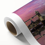 Art Deco poster of the Thames River in England on rolled canvas, featuring muted blue and gray tones.