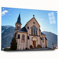 Acrylic print of the French Alps with muted earth tones, ideal for bedroom or dining room decor.