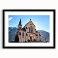 Colorful abstract art print of the French Alps in vibrant hues on a textured, extra large canvas.