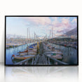 Large abstract wall art of Normandy scenery in muted earth tones on black framed acrylic.