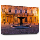 Acrylic print of a Provence, France landscape in muted earth tones, ideal for dining room decor.