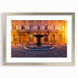 Extra large abstract art print of Provence scenery in textured silver frame, ideal for living room decor.