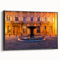 Black and white wall art of a Provence landscape on framed canvas, ideal for bedroom decor.
