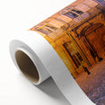 Art Deco poster of Provence scenery on rolled canvas, featuring muted pastel shades, ideal for nursery wall art.