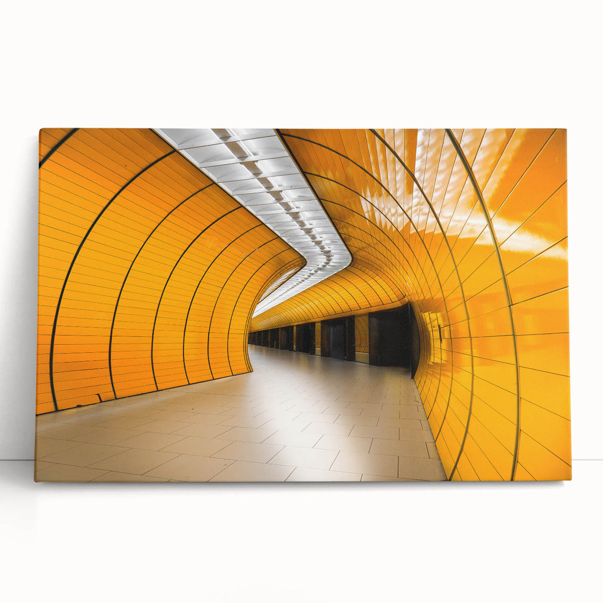 Black and white stretched canvas of Munich skyline, ideal for kitchen wall art.