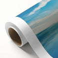 Art deco poster of a European Greek scenery in muted earth tones on rolled canvas, suitable for nursery wall art.