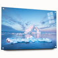 Large abstract wall art featuring a Greenland landscape on acrylic glass, suited for bedroom or dining room decor.