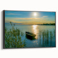 Black and white framed canvas featuring a vintage-style Hungarian landscape, ideal for bedroom decor.