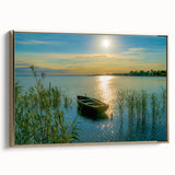 Framed canvas of a vintage landscape painting featuring a Hungarian scenery in muted gold and black tones.