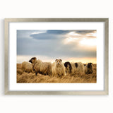 Extra large abstract art print of Icelandic scenery in muted gray and silver tones, framed with a silver mat.