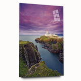 Large abstract wall art of a scenic Irish landscape, in muted green and blue tones on acrylic glass.