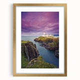 Extra large wall art featuring abstract art prints of a textured Irish landscape in muted green and brown, framed in gold.