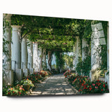 Large abstract depiction of Capri, Italy in muted blues and greens on acrylic glass, suitable for bedroom or dining room art.