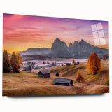 Acrylic print of the Dolomites in Italy featuring large abstract shapes in earthy tones.
