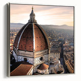 Framed canvas of a vintage-style Florence landscape with colorful art on a black background, ideal for living room decor.