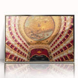 Large art print of Naples scenery in silver framed acrylic, with mid-century modernist style.