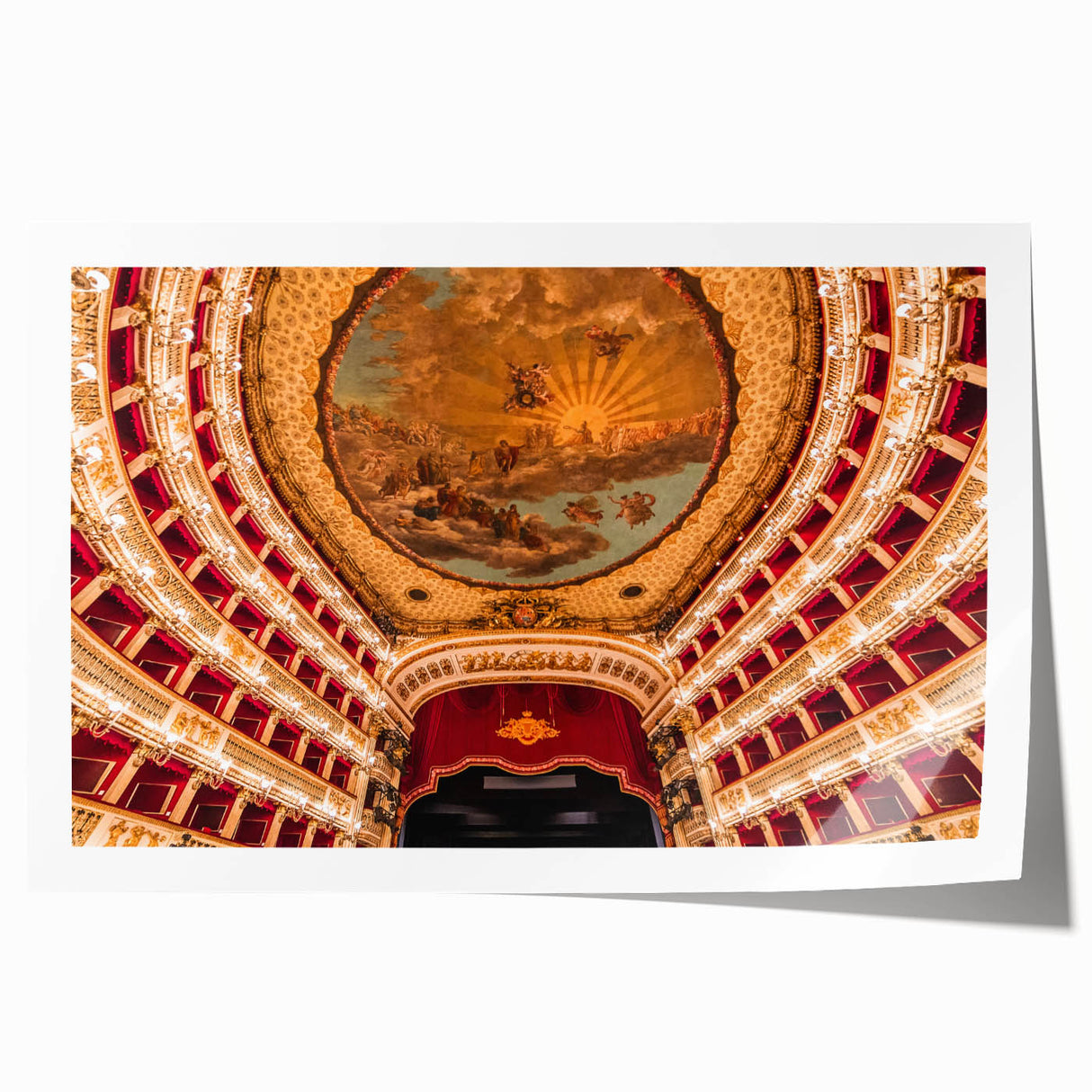 Scenic Naples Italy landscape on rolled print, featuring vibrant green and blue tones, ideal for art wall dining room.