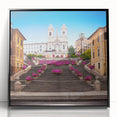 Large abstract wall art of Rome scenery in muted earth tones on framed acrylic, ideal for modern living room decor.