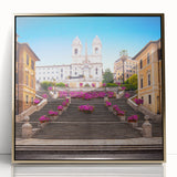 Acrylic print of Rome scenery with vibrant sunset hues in art deco style, ideal for modern art wall decor.