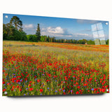Acrylic print of a Tuscan landscape in muted earth tones, ideal for dining room decor.