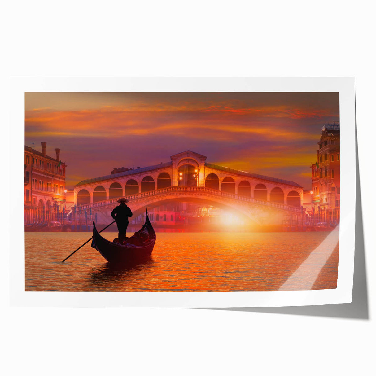 Rolled print of Venice scenery with muted earth tones, ideal for art wall dining room or classy bathroom wall art.