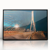 Large abstract wall art depicting a European scenery in Latvia, framed in black acrylic, ideal for modern living room decor.