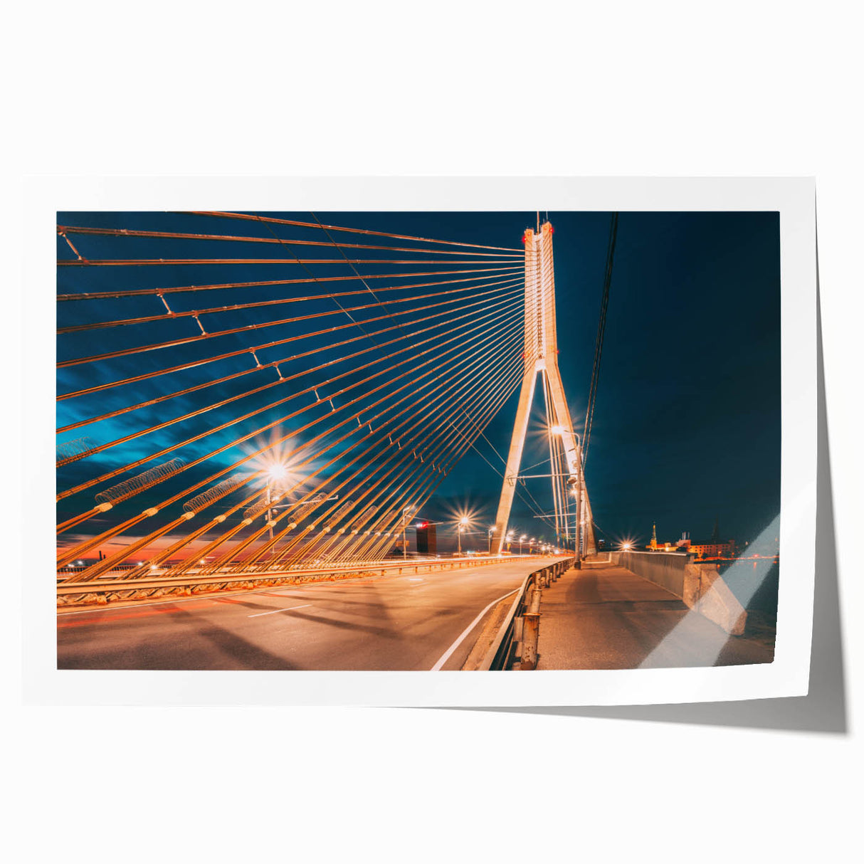 Scenic Latvia landscape on rolled print, featuring lush greenery and a serene river, ideal for art wall dining room.