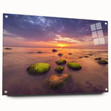 Acrylic print of a European landscape in muted earth tones, ideal for dining room decor.
