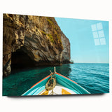 Large abstract wall art of a European Malta scenery in vibrant hues on acrylic glass, ideal for bedroom or dining room decor.