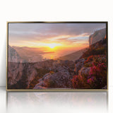 Art Deco style poster of Monaco scenery in muted gold tones on framed acrylic, suitable for modern nursery wall art.