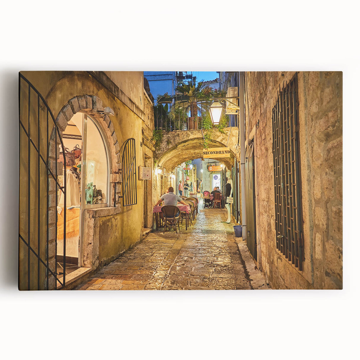 Black and white photograph of a European Montenegro scenery on stretched canvas.