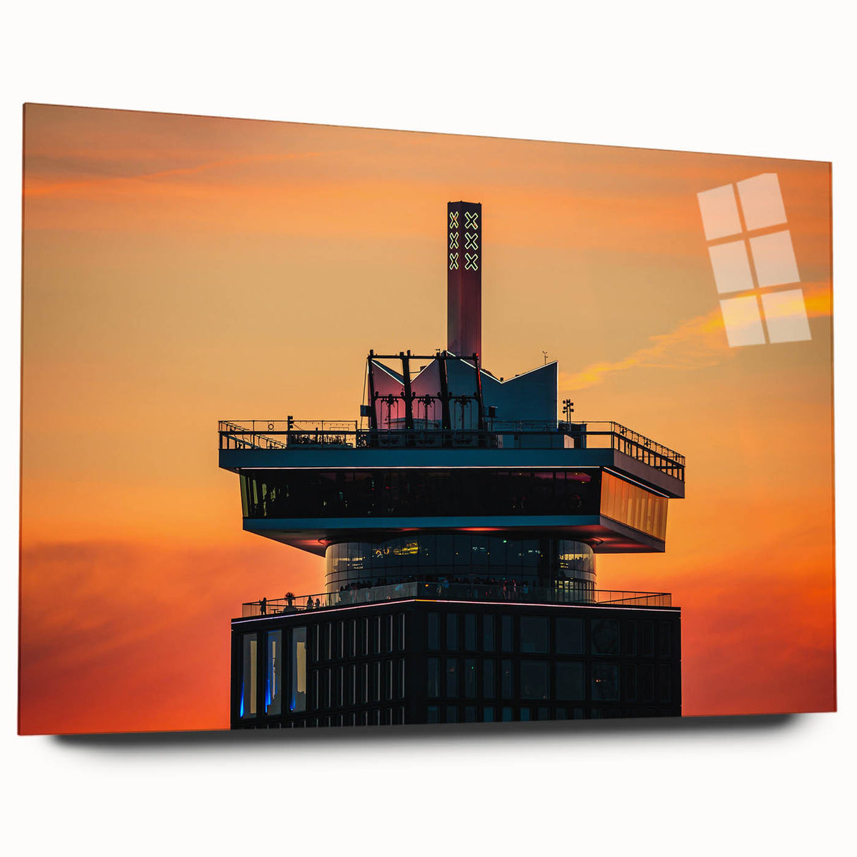 Acrylic print of Amsterdam scenery with muted earth tones, ideal for bedroom or dining room art.