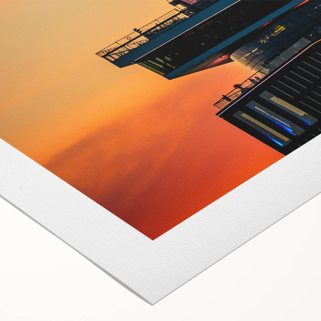 Art deco poster of Amsterdam scenery in muted earth tones on rolled canvas, suitable for dining room wall art.