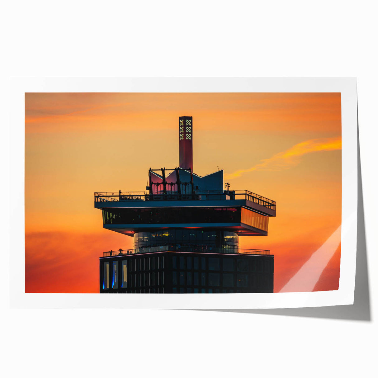 Rolled print of Amsterdam scenery with vibrant floral accents, ideal for art wall dining room.