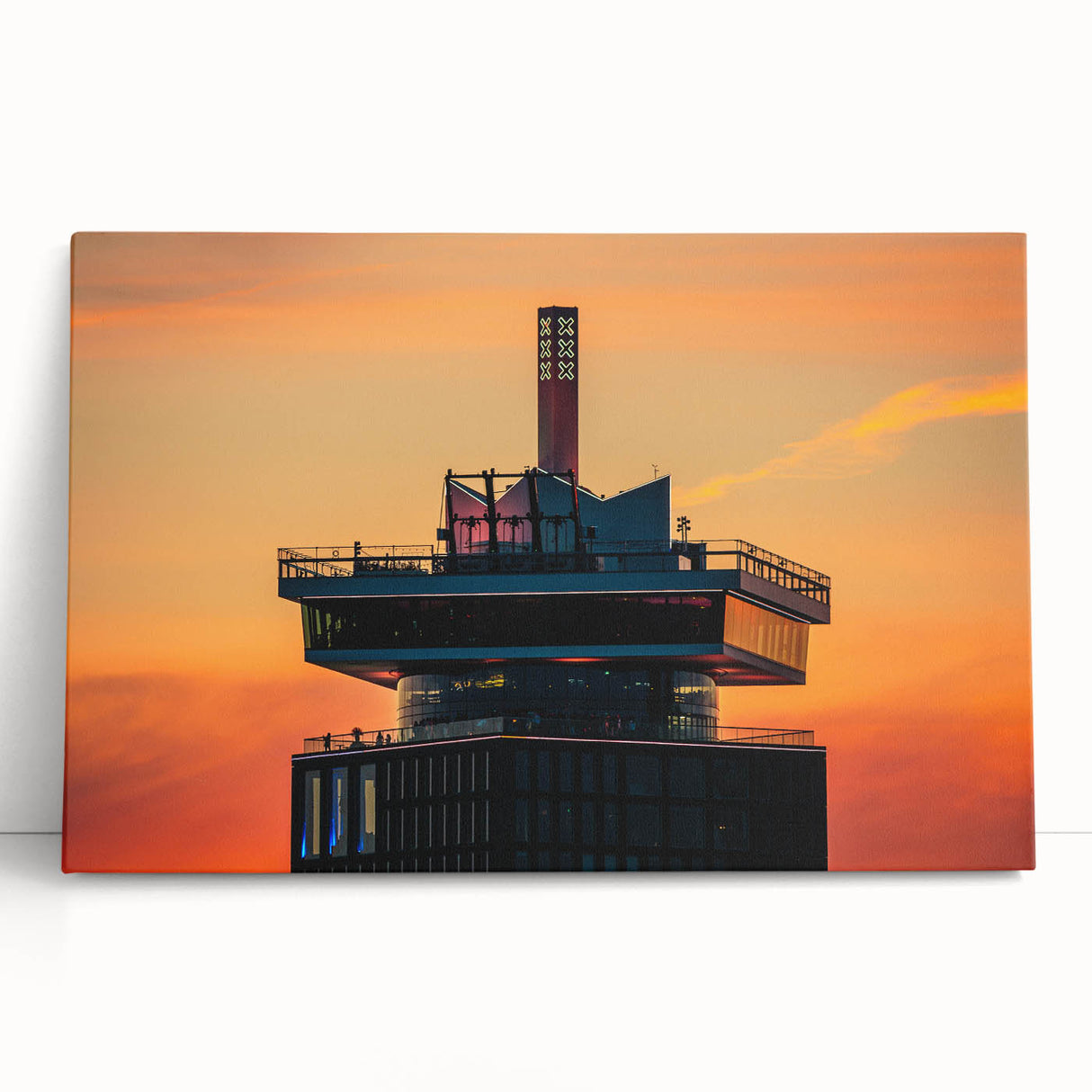 Black and white photo of Amsterdam canals on stretched canvas, ideal for kitchen wall art.