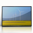 Large abstract wall art depicting a minimalist European scenery in muted earth tones on a framed acrylic.