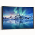 Black and white landscape art painting of a Norwegian scenery on framed canvas, suitable for bedroom wall decor.