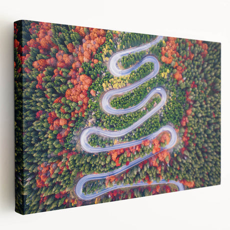 Large canvas print of a scenic Romanian landscape in vibrant green and blue tones, ideal for kitchen wall art.