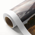 Art deco poster featuring a serene Scottish landscape on rolled canvas, ideal for nursery wall art.