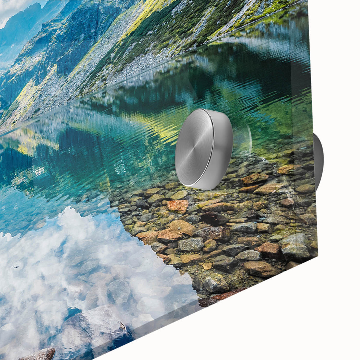Large abstract wall art depicting a European scenery in Slovakia with muted colors on acrylic glass.