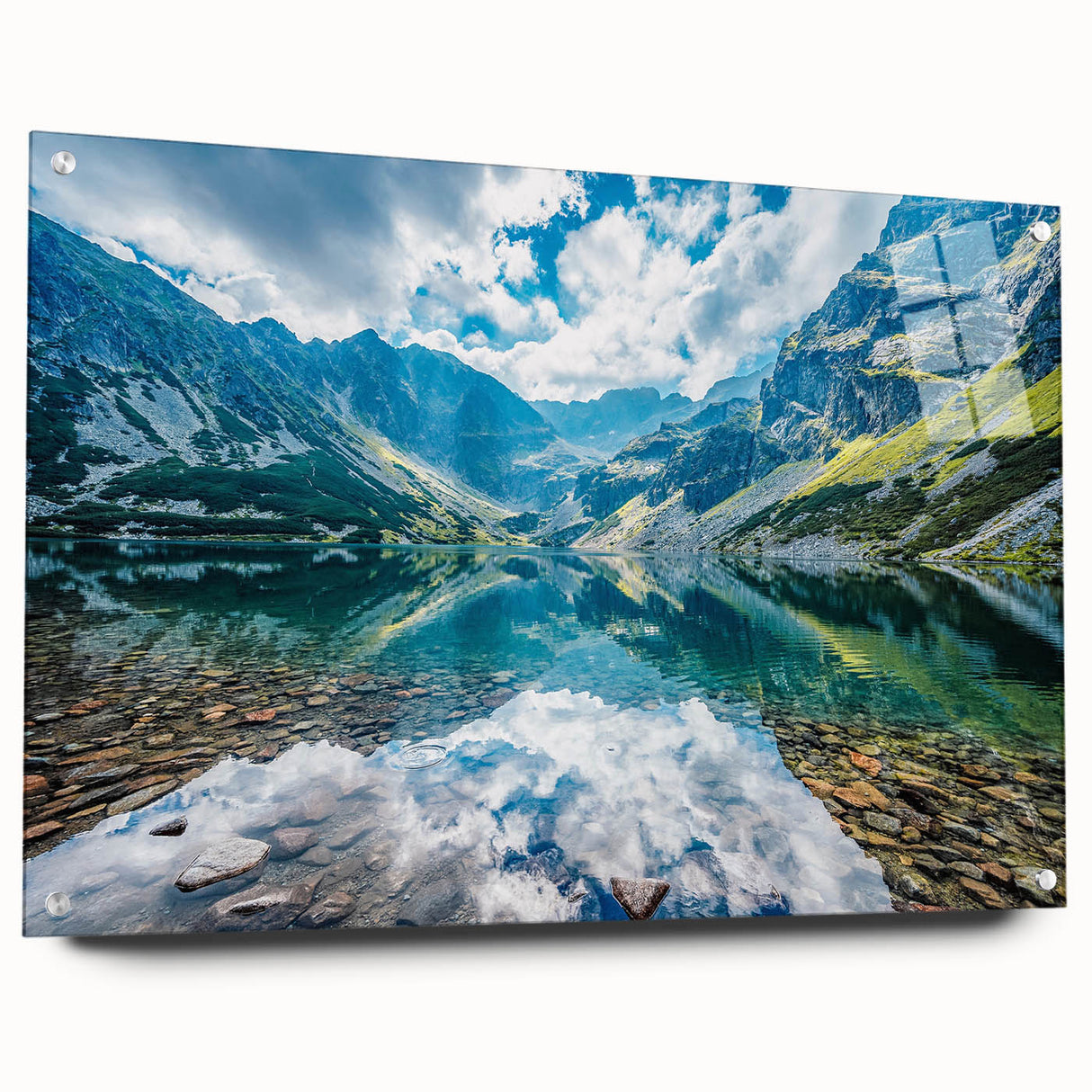 Acrylic print of a European landscape in muted earth tones, suitable for bedroom or dining room decor.