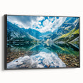 Black and white framed canvas of a vintage Slovakian landscape, ideal for bedroom decor.
