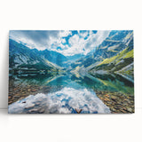 Black and white photograph of a European street scene on large stretched canvas, ideal for kitchen wall art.
