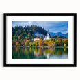 Extra large framed wall art depicting an abstract, colorful Slovenian landscape with textured brush strokes.