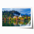 Extra large rolled canvas print of a Slovenian landscape with vibrant green fields and a distant mountain range.