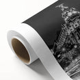 Art deco poster of Madrid skyline in pastel shades on rolled canvas, suitable for nursery wall art.