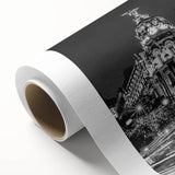 Art deco poster of Madrid skyline in pastel shades on rolled canvas, suitable for nursery wall art.