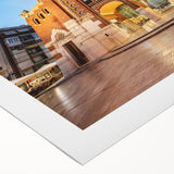 Art deco poster of Valencia scenery in muted earth tones on rolled canvas, suitable for dining room wall art.