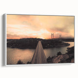 Vintage poster art of a scenic European landscape in vibrant colors on a large framed canvas, ideal for living room decor.