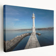 Large art print of Geneva, Switzerland scenery in muted earth tones on stretched canvas, ideal for kitchen wall art.